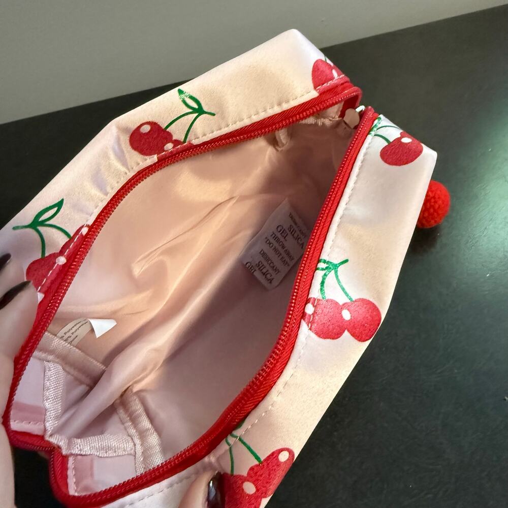 Ulta Beauty Pink & Red Cherry Print Makeup Case NEW - Picture 3 of 6
